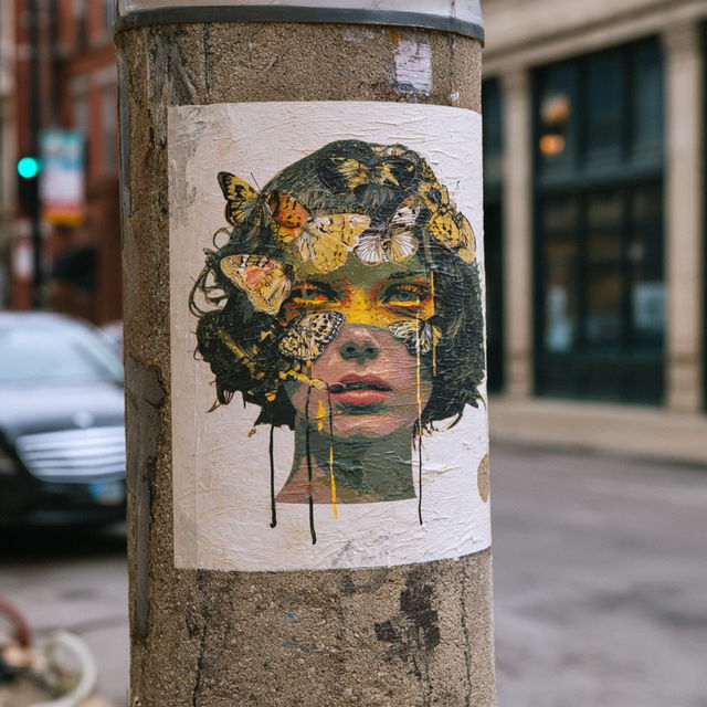 Wheatpaste style, Midjourney V8.2, render 2 of 4
