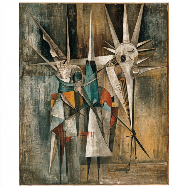 Wilfredo Lam style, Midjourney V8.2, render 4 of 4