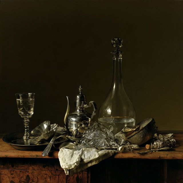 Willem Claesz. Heda style, Midjourney V8.2, render 2 of 4