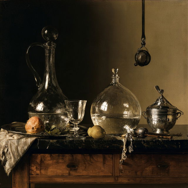 Willem Claesz. Heda style, Midjourney V8.2, render 3 of 4
