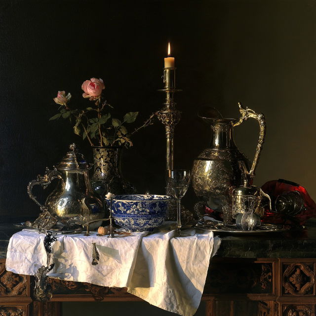 Willem Kalf style, Midjourney V8.2, render 3 of 4