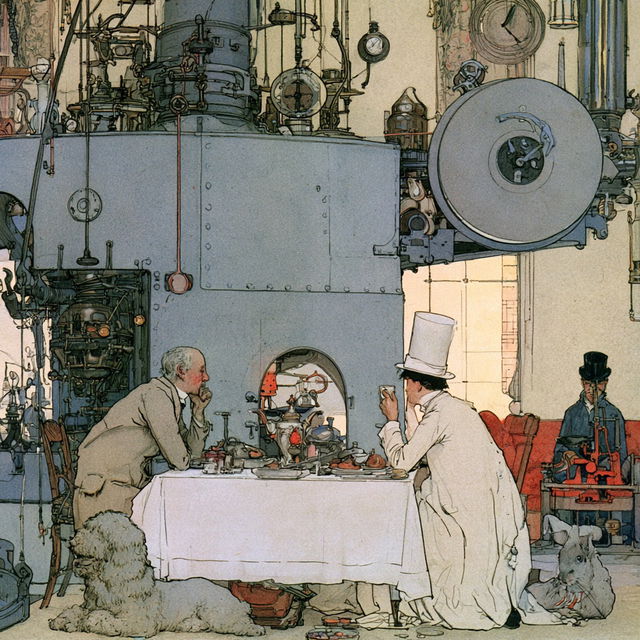 William Heath Robinson style, Midjourney V8.2, render 2 of 4