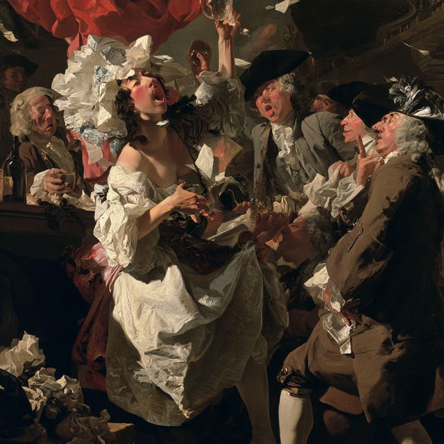 William Hogarth style, Midjourney V8.2, render 2 of 4