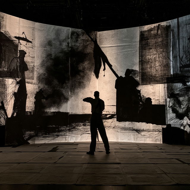 William Kentridge style, Midjourney V8.2, render 2 of 4