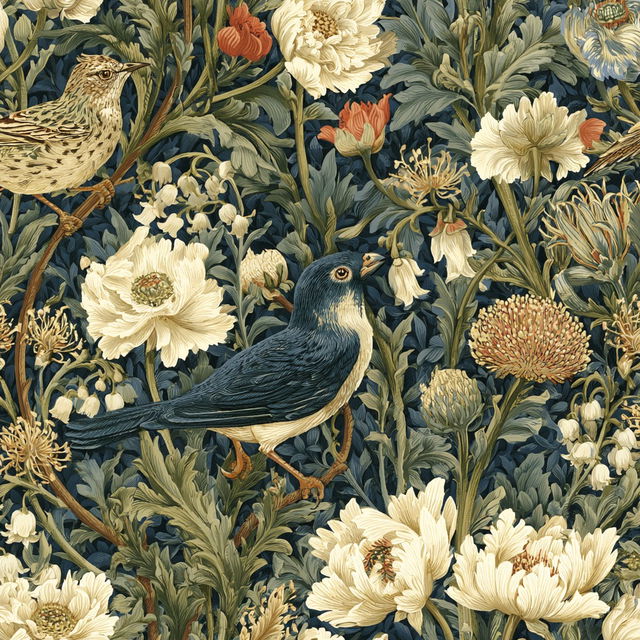 William Morris style, Midjourney V8.2, render 2 of 4