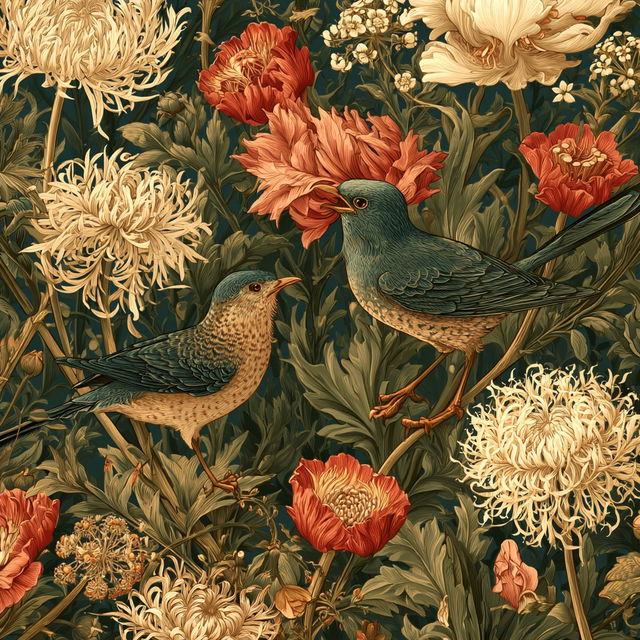 William Morris style, Midjourney V8.2, render 4 of 4