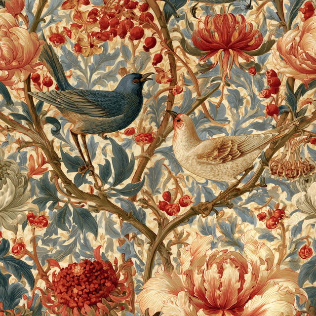 William Morris style, Midjourney V8.2, render 3 of 4