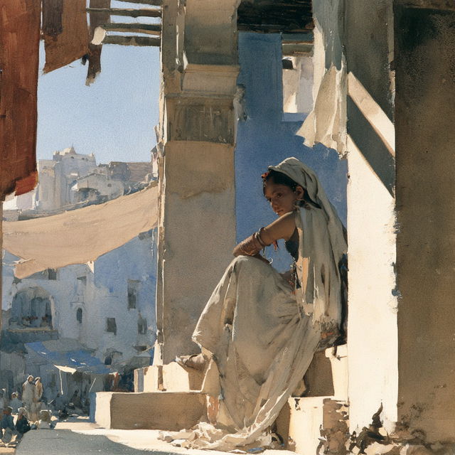 William Russell Flint style, Midjourney V8.2, render 4 of 4