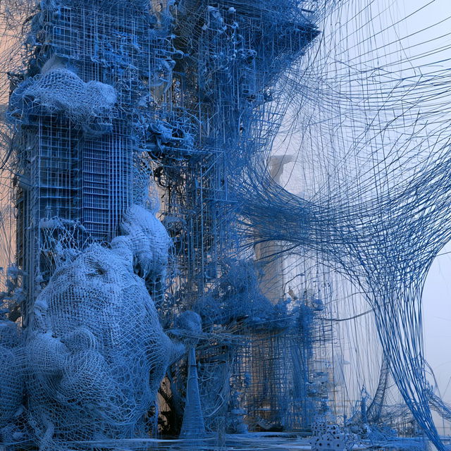 Wireframe style, Midjourney V8.2, render 4 of 4