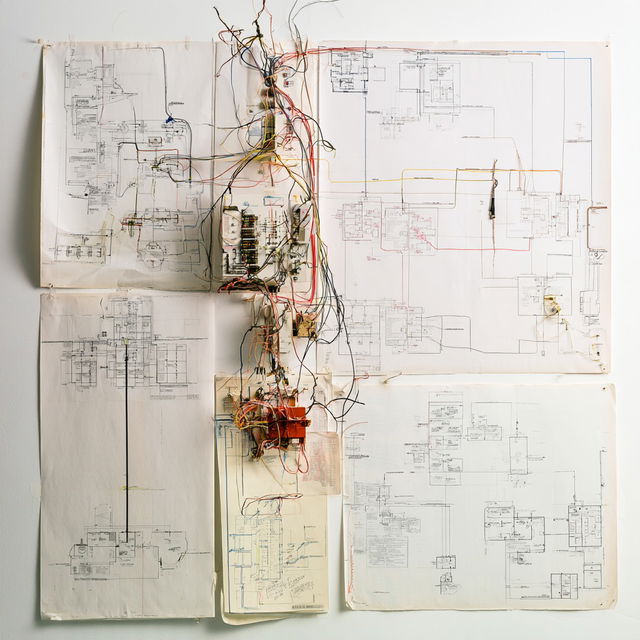Wiring diagrams style, Midjourney V8.2, render 3 of 4