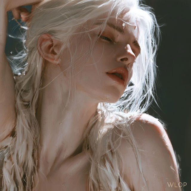 WLOP style, Midjourney V8.2, render 3 of 4