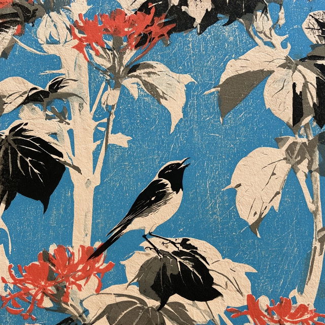 Woodblock print style, Midjourney V8.2, render 2 of 4