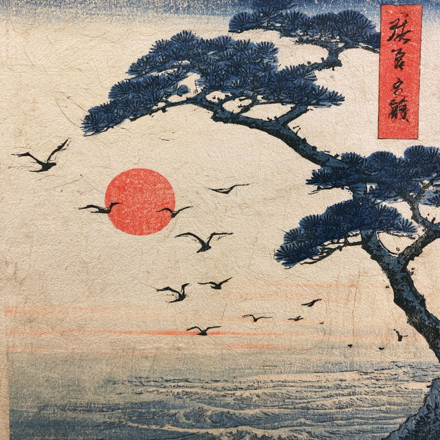 Woodblock print style, Midjourney V8.2, render 1 of 4