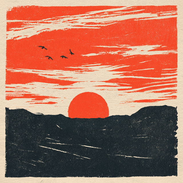 Woodblock print style, Midjourney V8.2, render 4 of 4