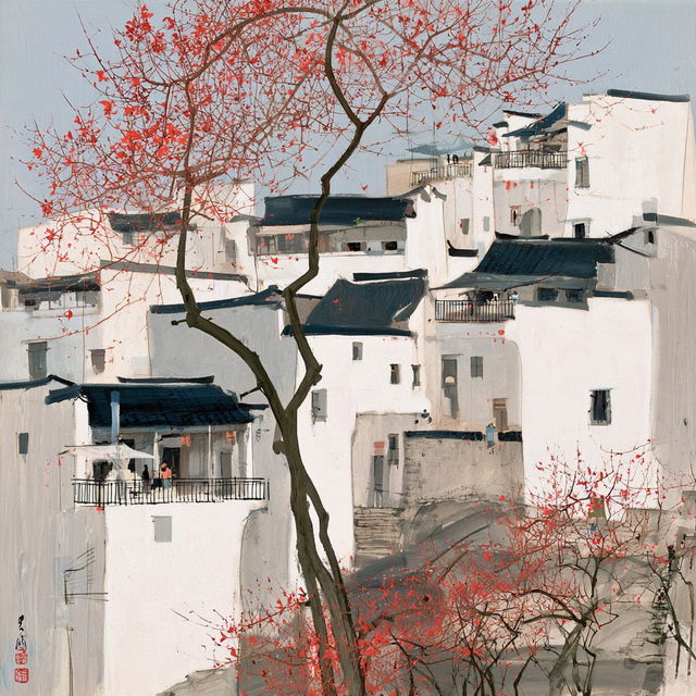 Wu Guanzhong style, Midjourney V8.2, render 3 of 4