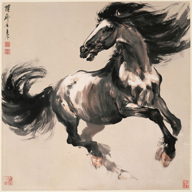 Xu Beihong style, Midjourney V8.2, render 3 of 4