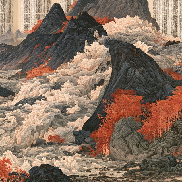 Xu Bing style, Midjourney V8.2, render 4 of 4