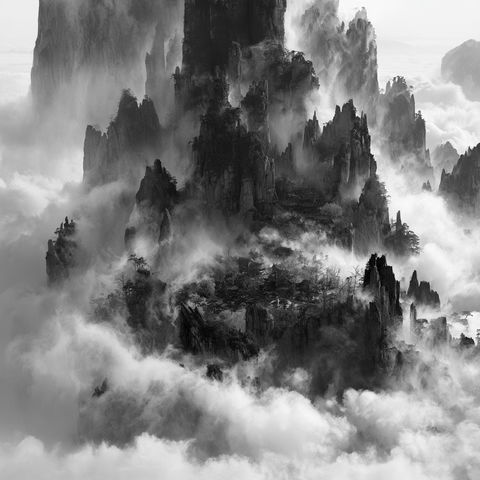 Yang Yongliang style (Painters), Midjourney V8.2