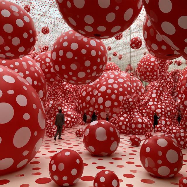 Yayoi Kusama style, Midjourney V8.2, render 2 of 4