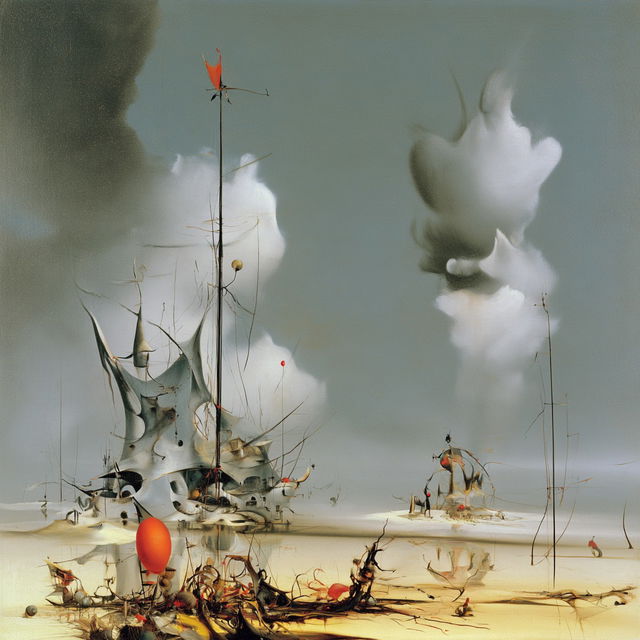 Yves Tanguy style, Midjourney V8.2, render 2 of 4