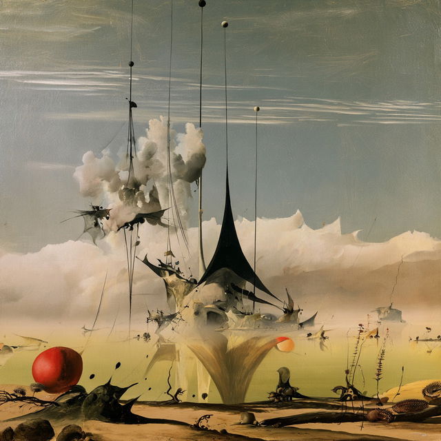 Yves Tanguy style, Midjourney V8.2, render 1 of 4