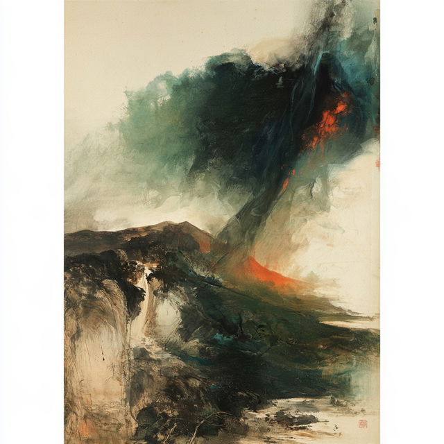 Zhang Daqian style, Midjourney V8.2, render 4 of 4