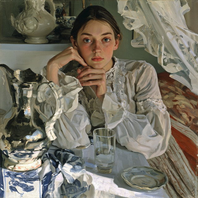 Zinaida Serebriakova style, Midjourney V8.2, render 3 of 4